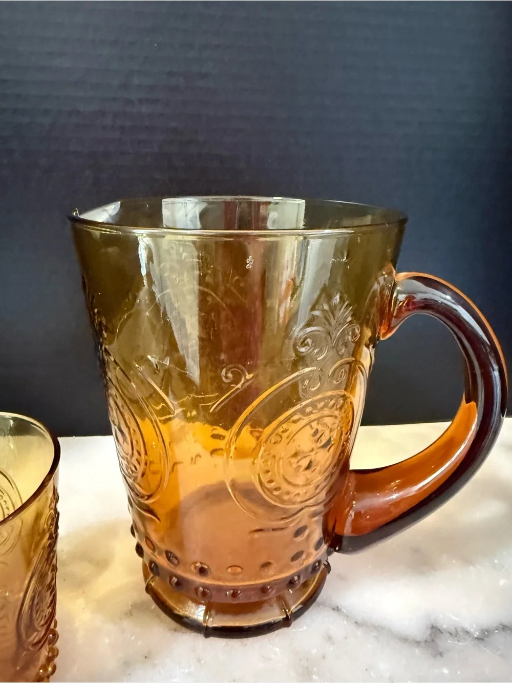 Pier 1 Amber Glass Water Tea Pitcher 7.5